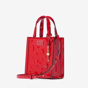 Kate Spade Key to My Heart Embossed Patent Leather Manhattan Mini Tote in Cherry